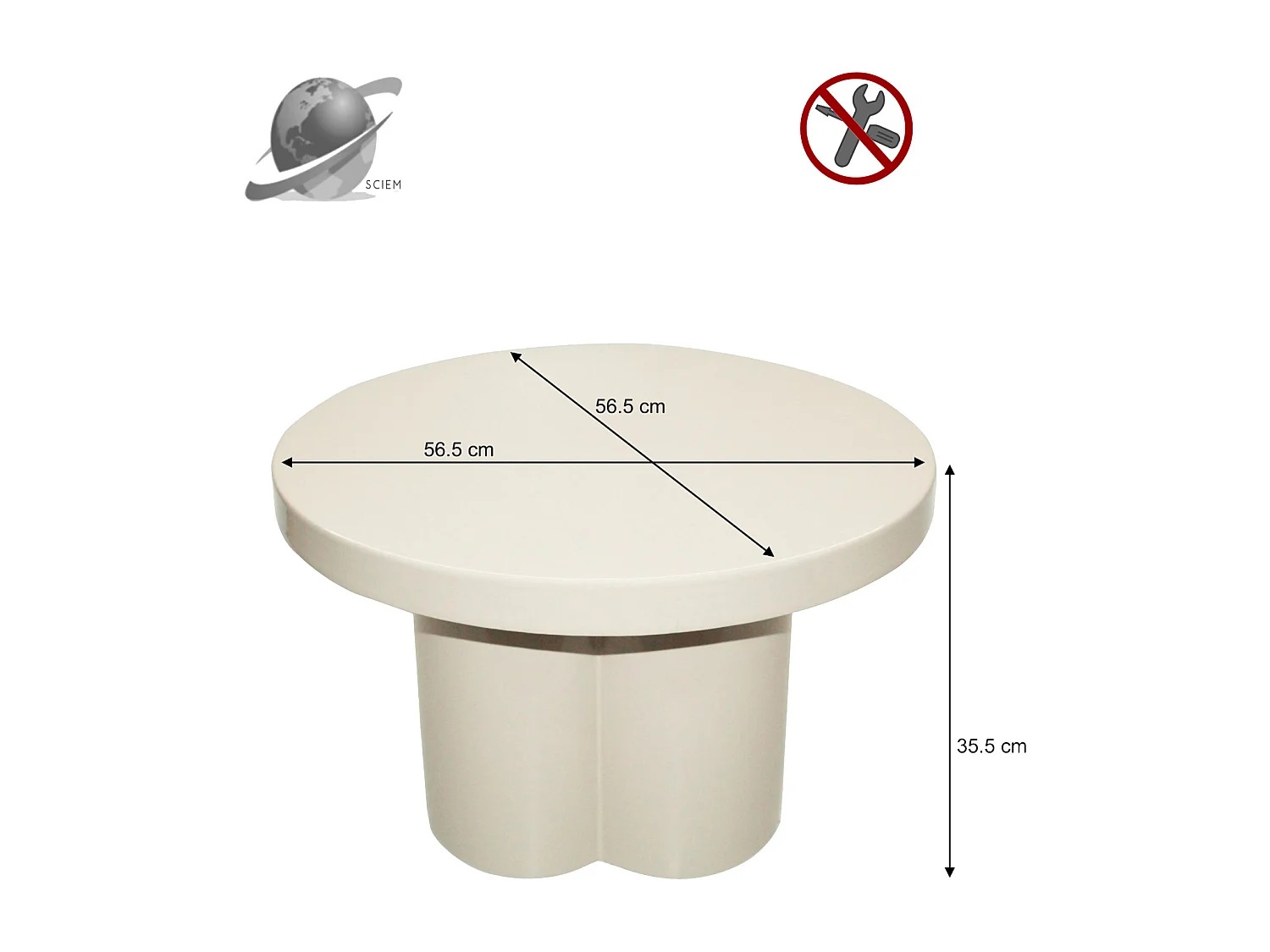 FIONA-Table basse ronde D56 cm Blanc cassé