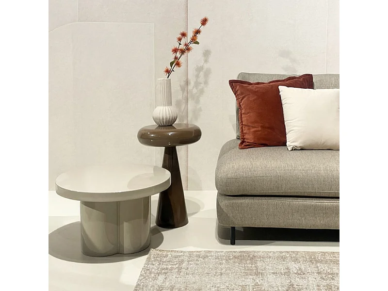 FIONA-Table basse ronde D56 cm Blanc cassé