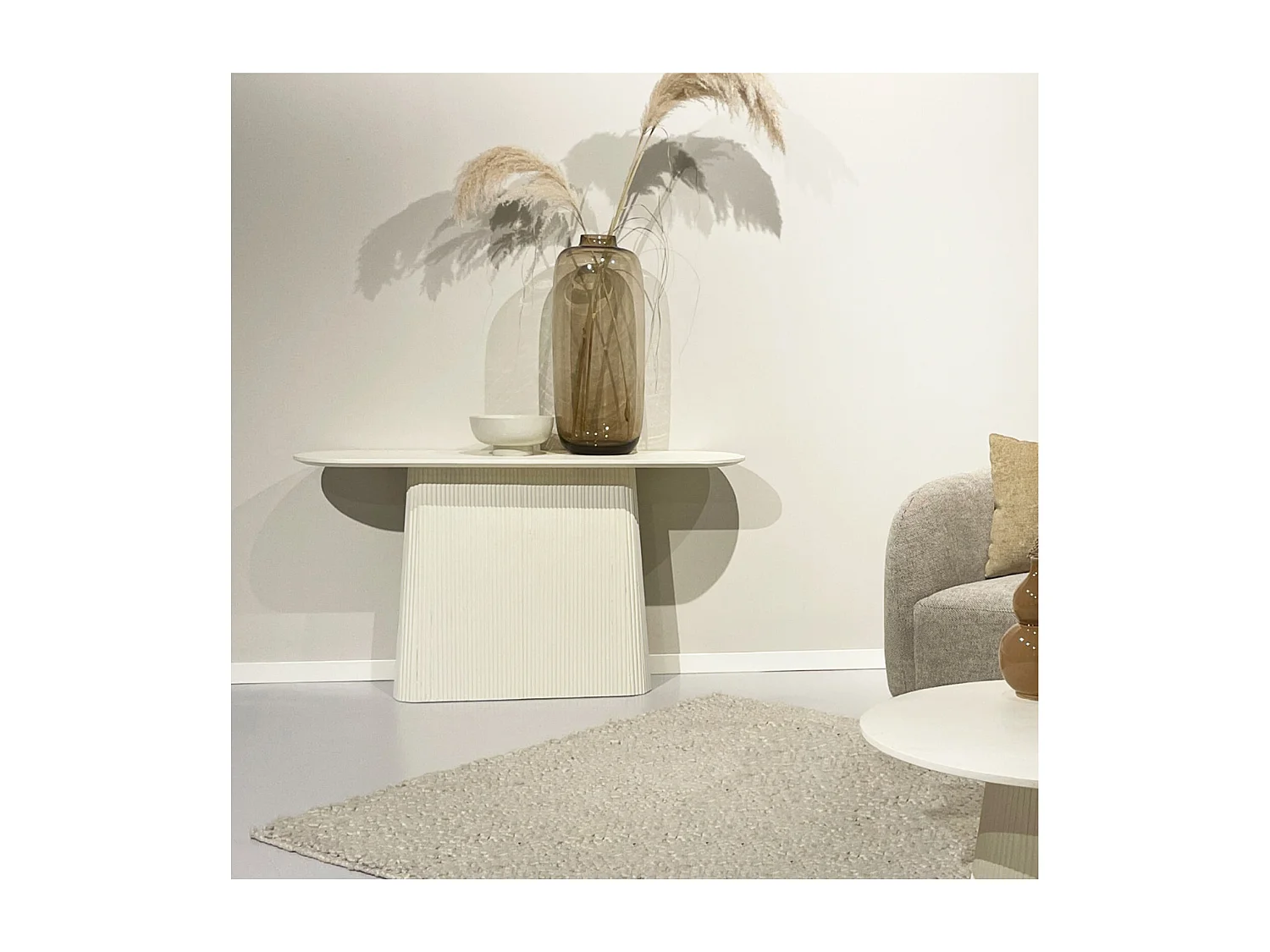 DOLCE-Console 140 cm en bois massif Ivoire