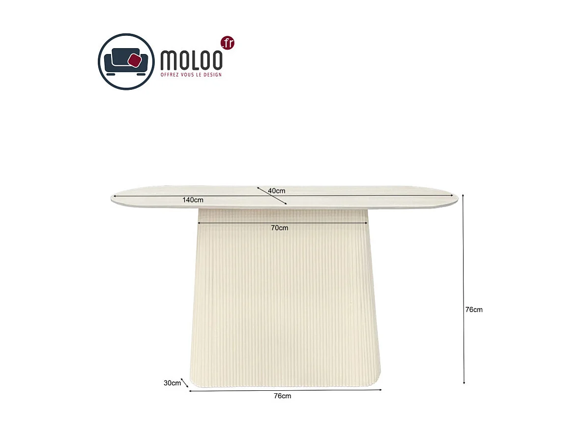 DOLCE-Console 140 cm en bois massif Ivoire