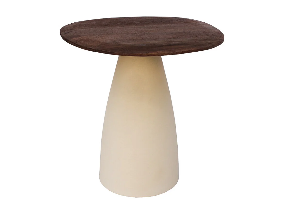 DYLON-Table basse D50 cm en bois brun et Ivoire