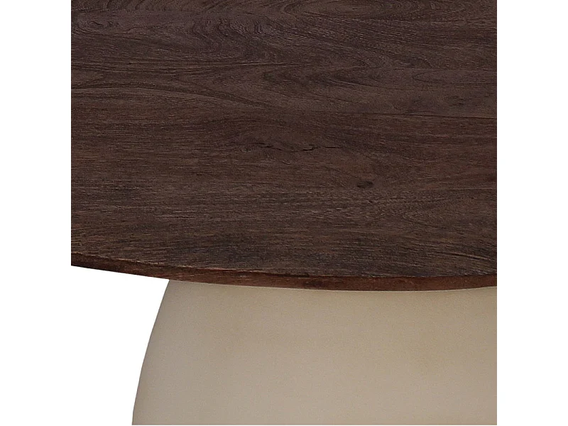 DYLON-Table basse D50 cm en bois brun et Ivoire