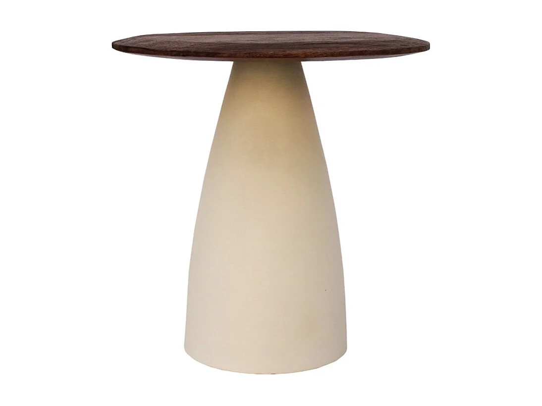 DYLON-Table basse D50 cm en bois brun et Ivoire