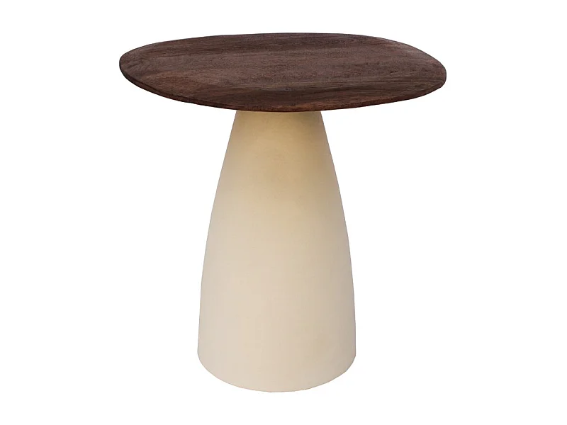 DYLON-Table basse D50 cm en bois brun et Ivoire