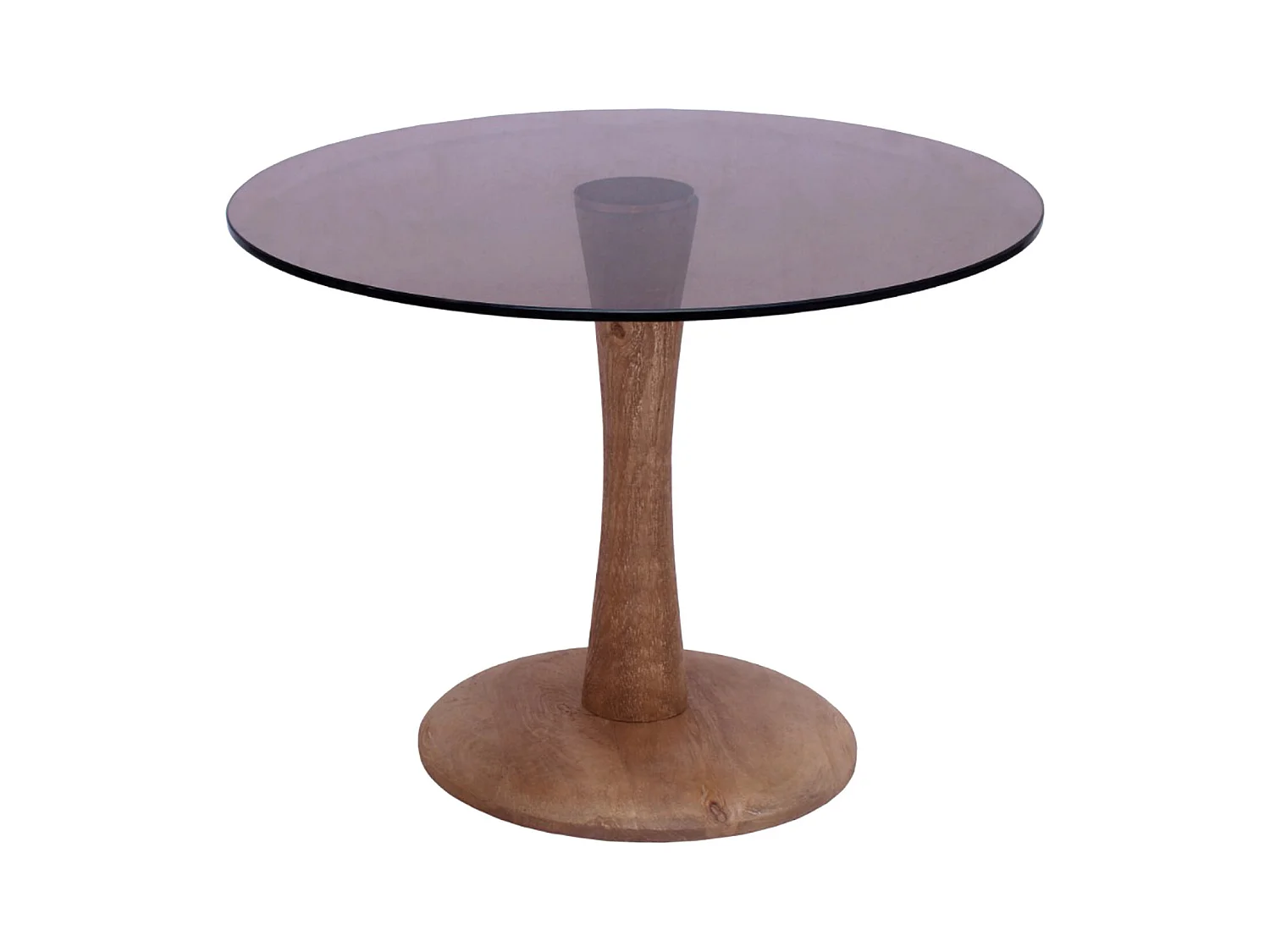 RODO-Mesa de centro D60 cm en cristal ahumado y madera