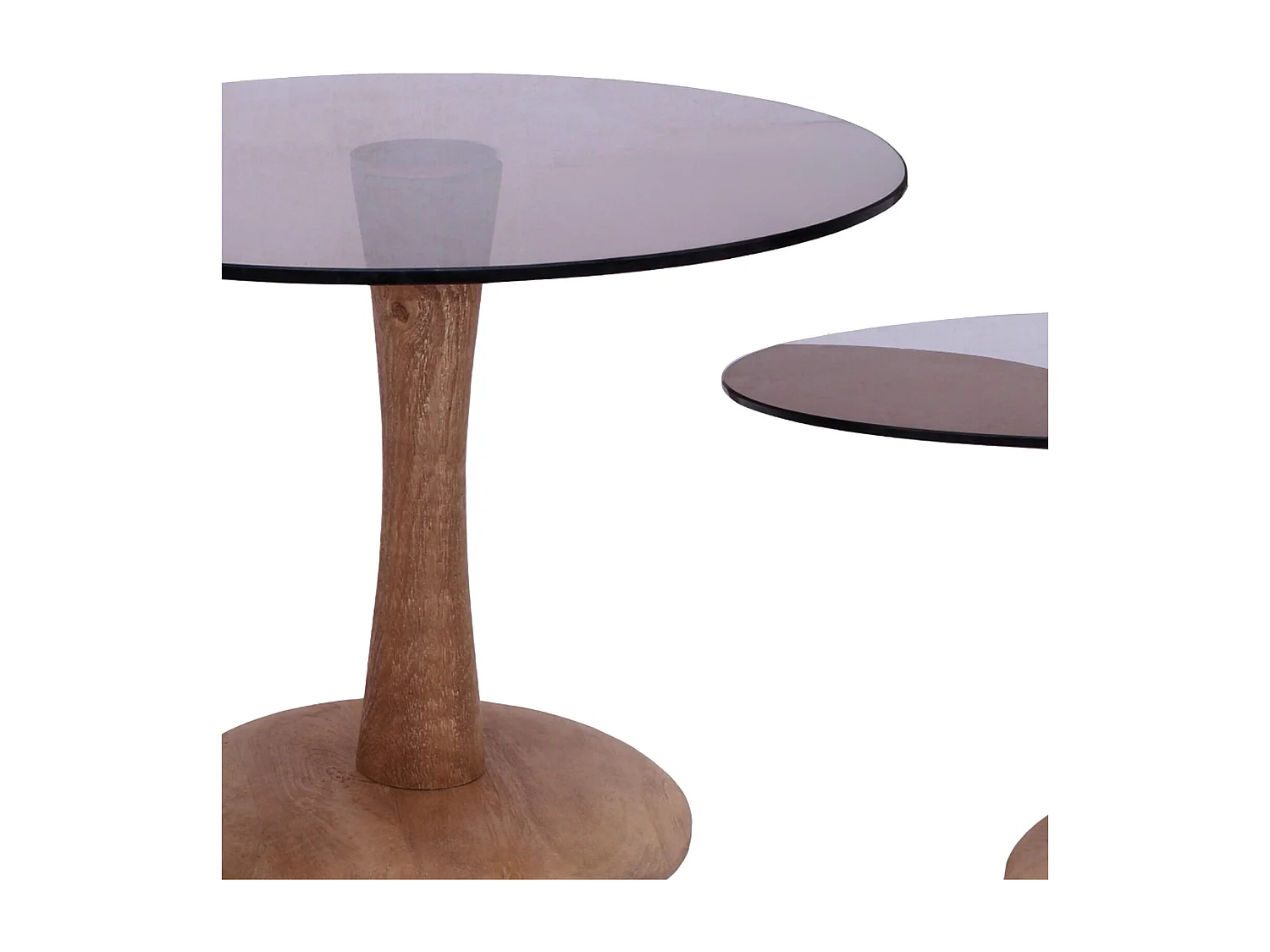 RODO-Mesa de centro D60 cm en cristal ahumado y madera