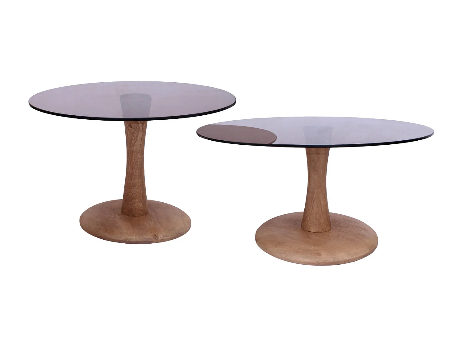 RODO-Mesa de centro D60 cm en cristal ahumado y madera