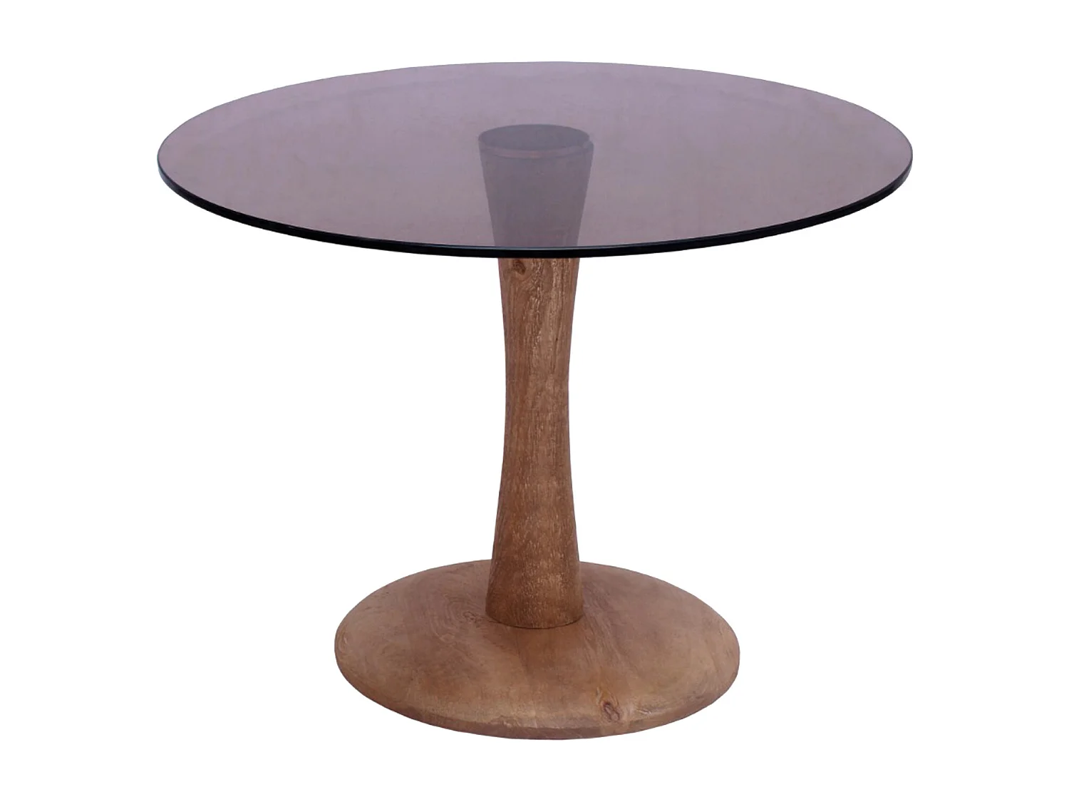 RODO-Table basse ronde D60 cm en verre fumé et bois