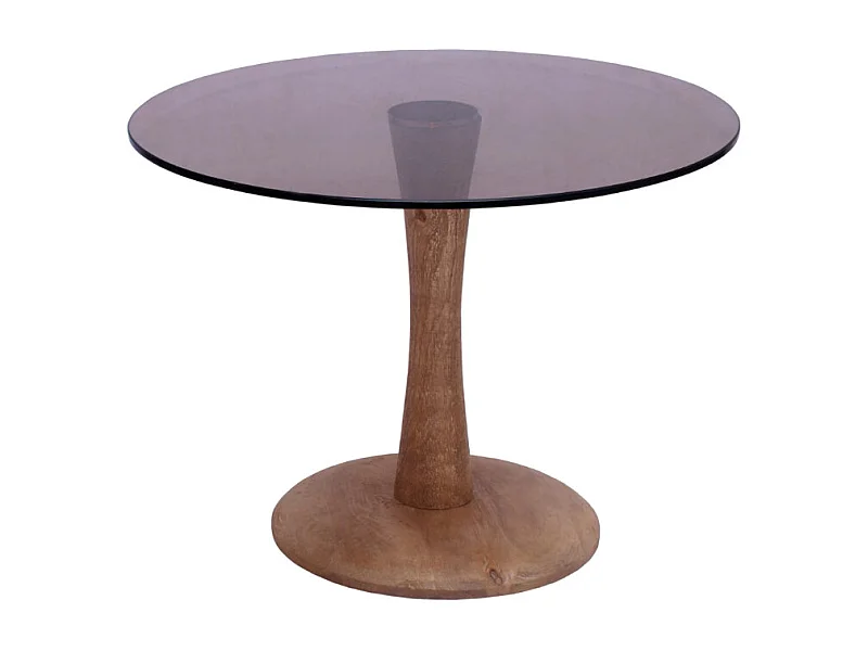 RODO-Table basse ronde D60 cm en verre fumé et bois