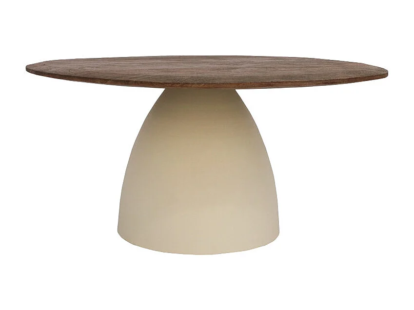 DYLON-Table basse D76 cm en bois brun et Ivoire