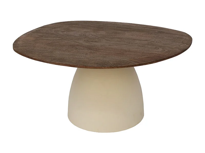 DYLON-Table basse D76 cm en bois brun et Ivoire