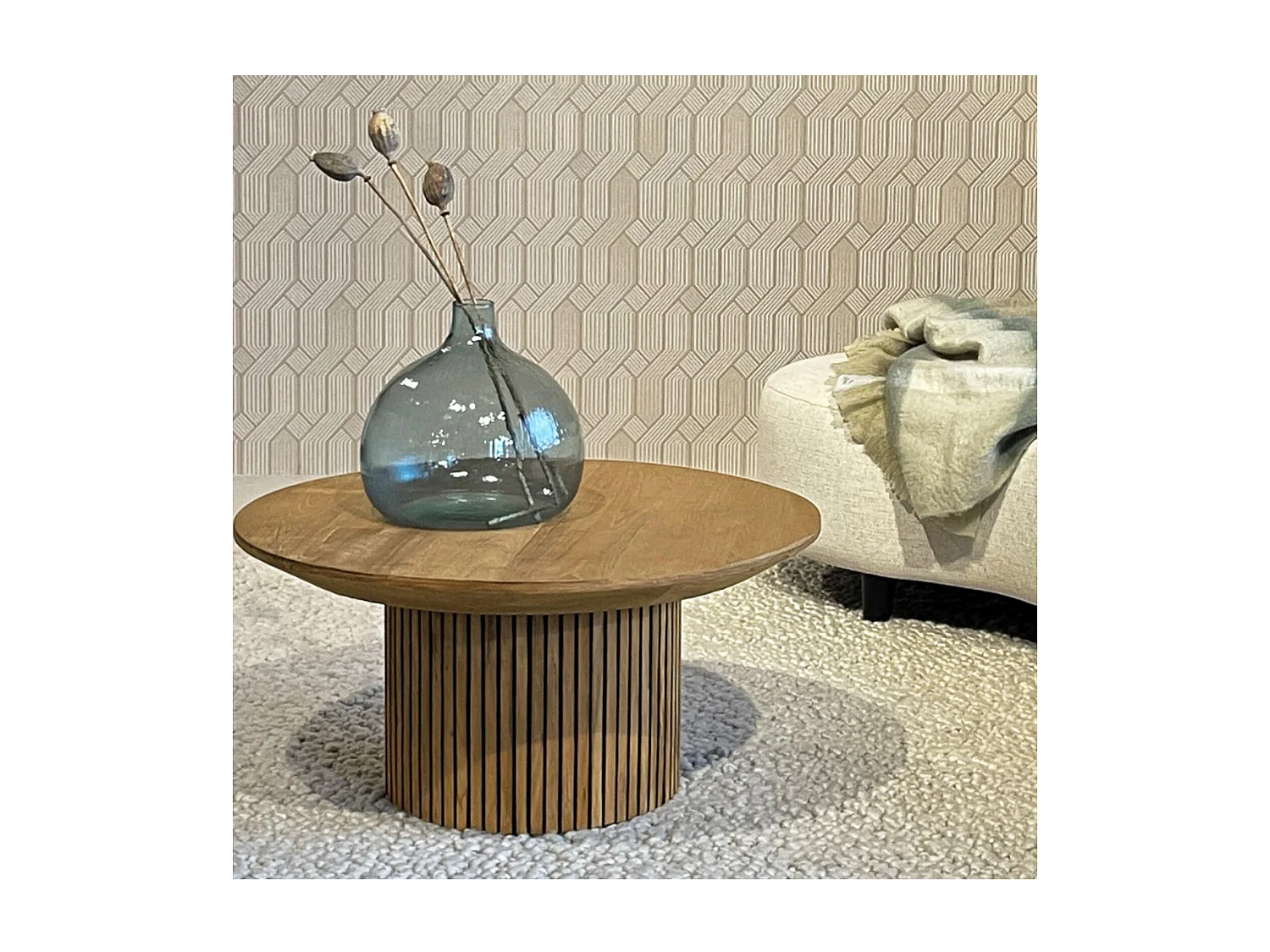 PIANA-Table basse ronde D80 cm en Teck massif