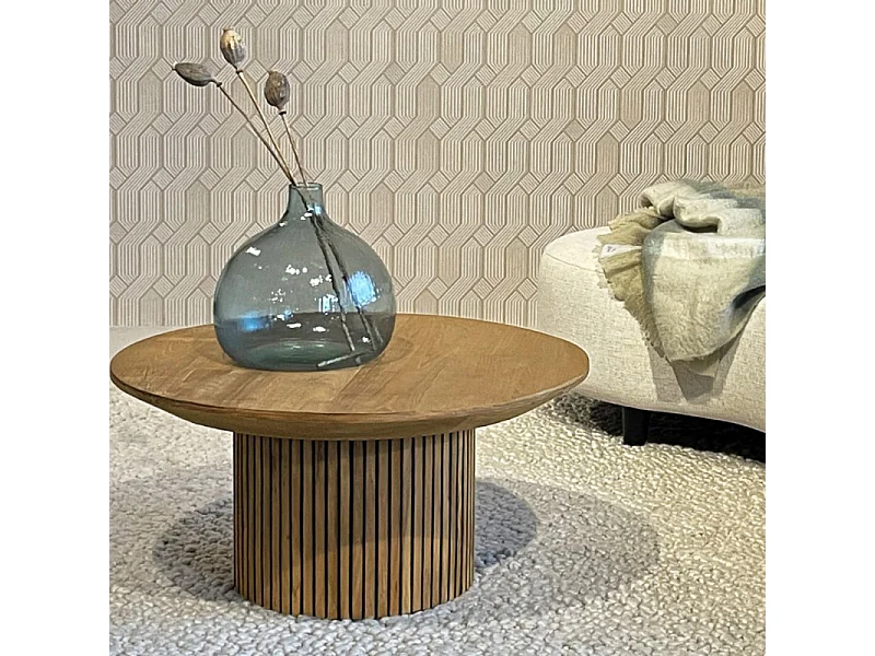 PIANA-Table basse ronde D80 cm en Teck massif