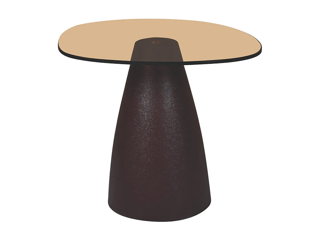 MUSH-Table basse organique D50 cm en verre fumé et métal "Rust"