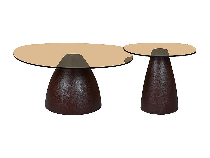 MUSH-Table basse organique D50 cm en verre fumé et métal "Rust"