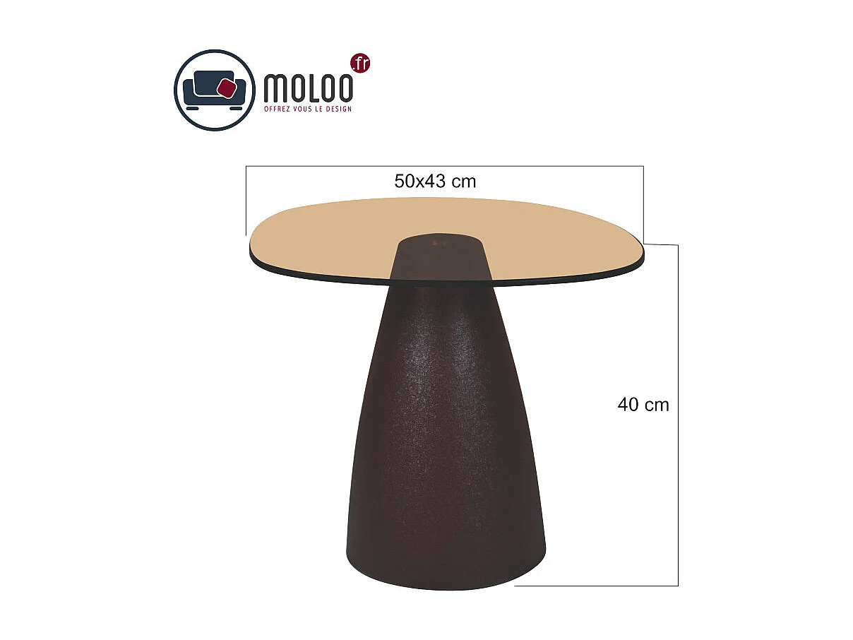 MUSH-Table basse organique D50 cm en verre fumé et métal "Rust"