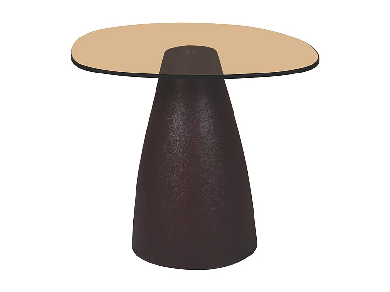 MUSH-Table basse organique D50 cm en verre fumé et métal "Rust"