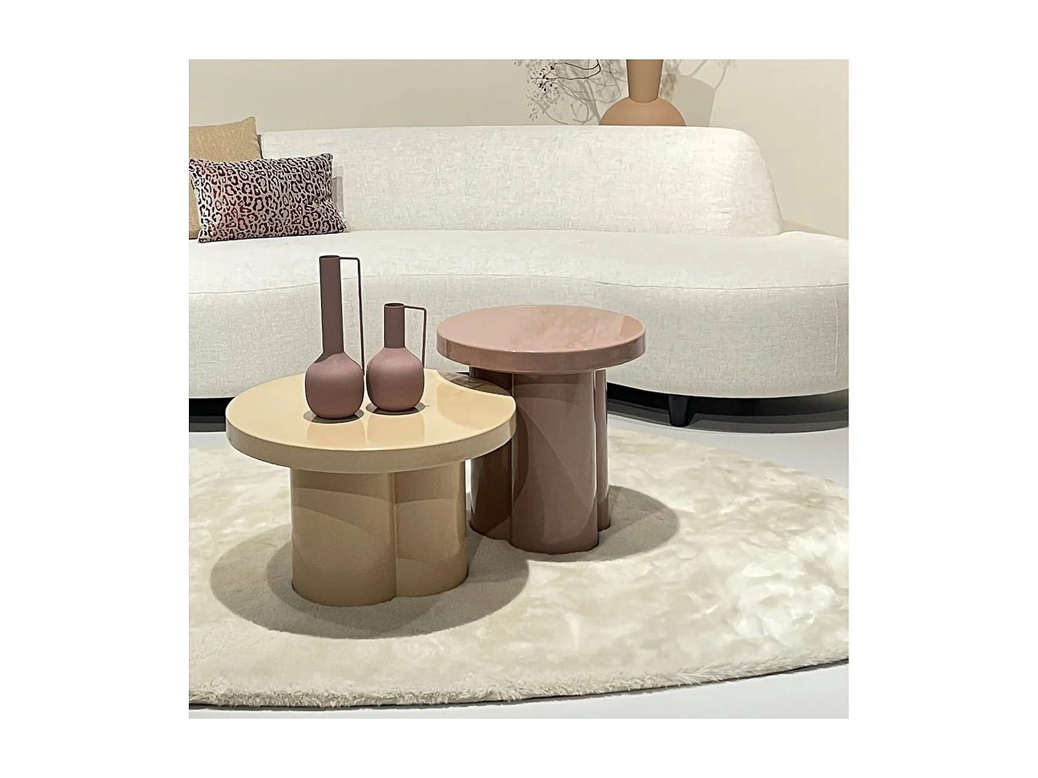 FIONA-Table basse ronde D56 cm Café