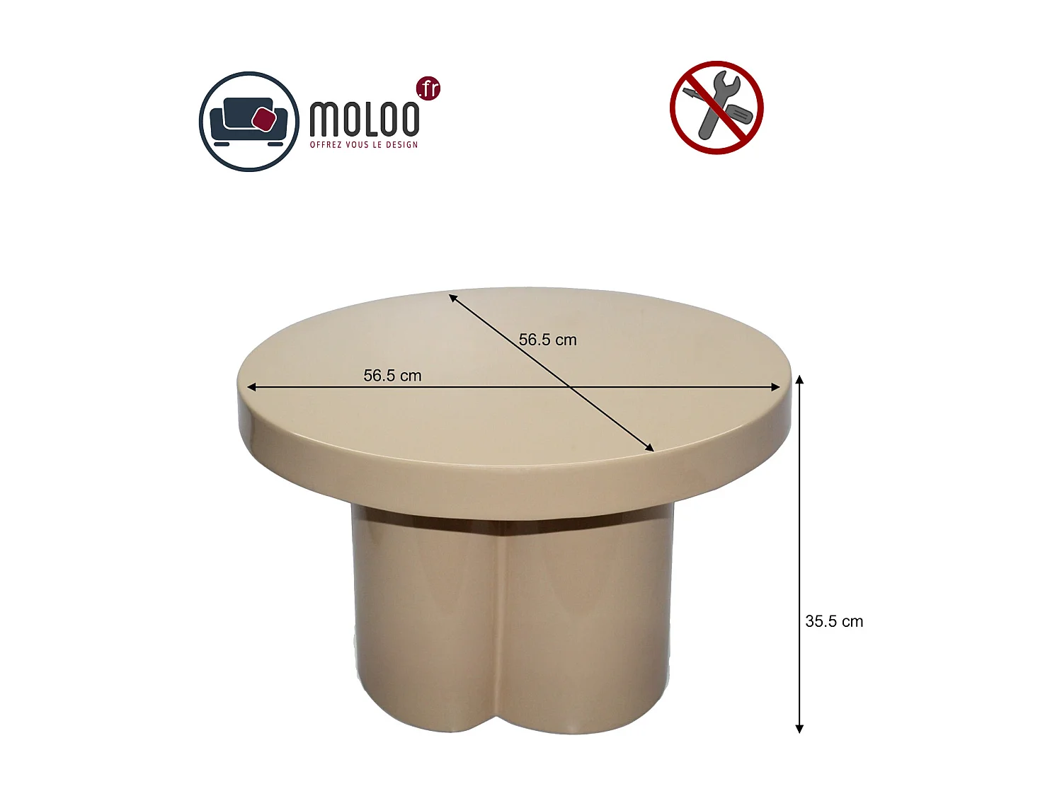 FIONA-Table basse ronde D56 cm Café