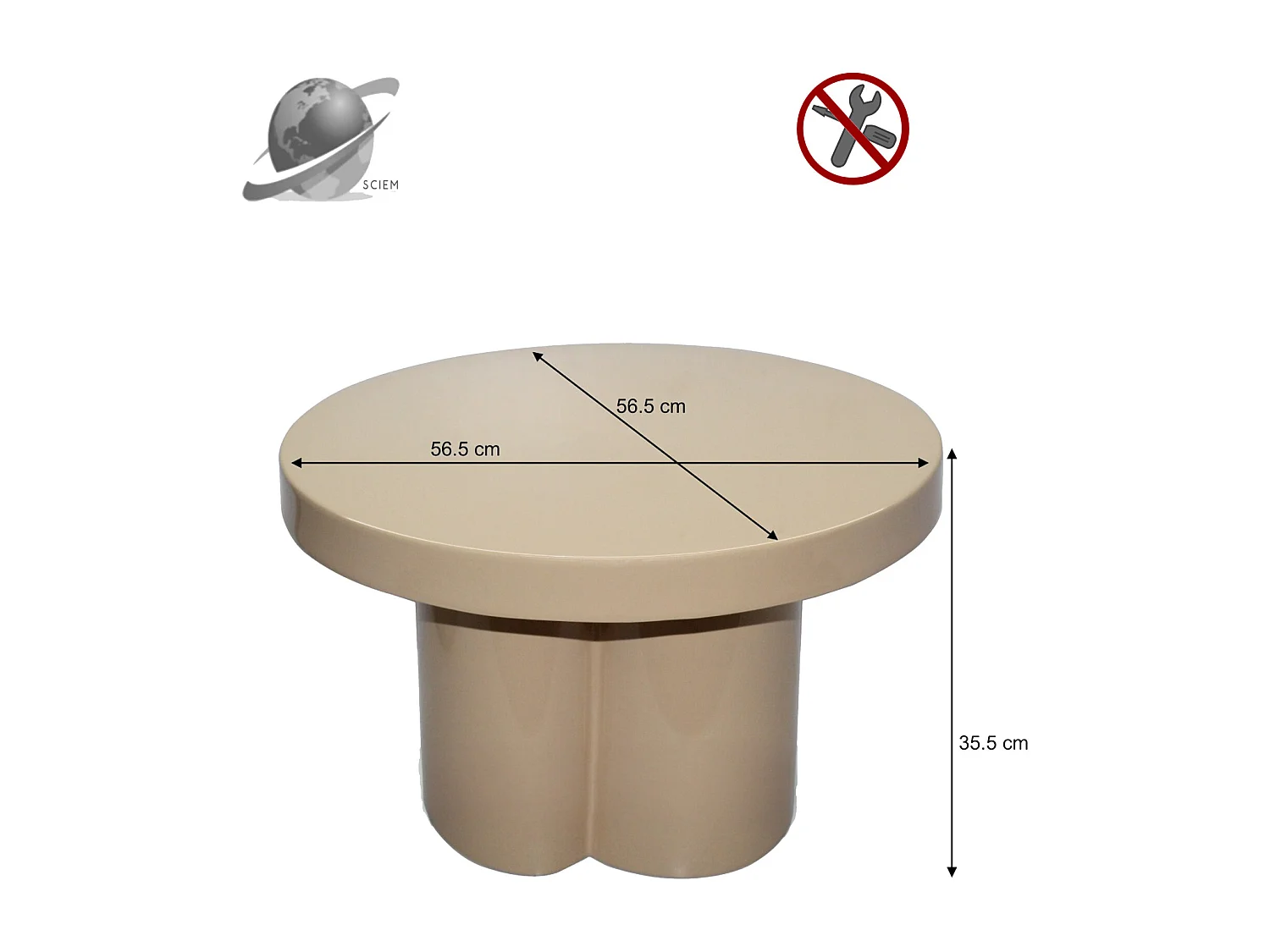 FIONA-Table basse ronde D56 cm Café