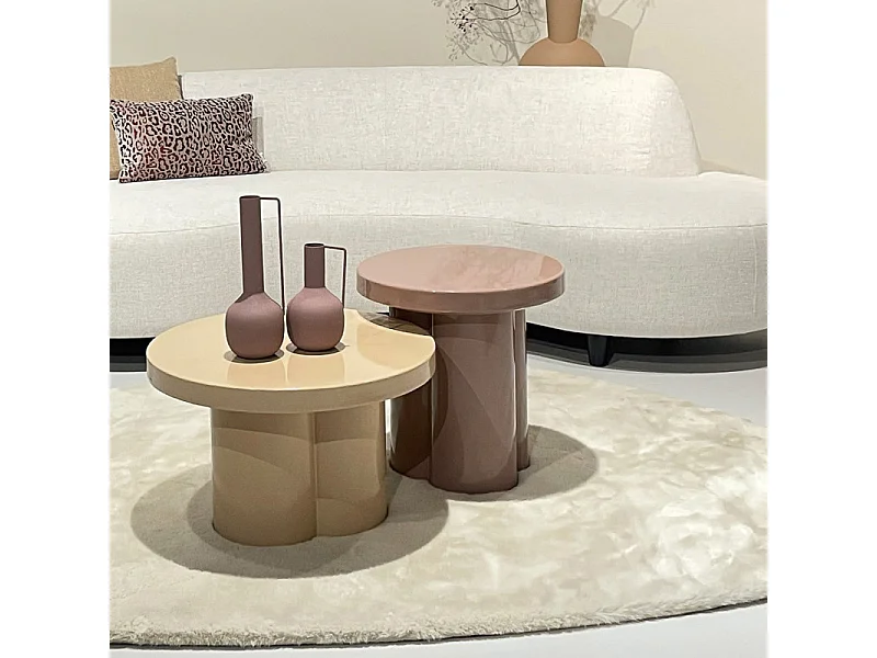 FIONA-Table basse ronde D56 cm Café