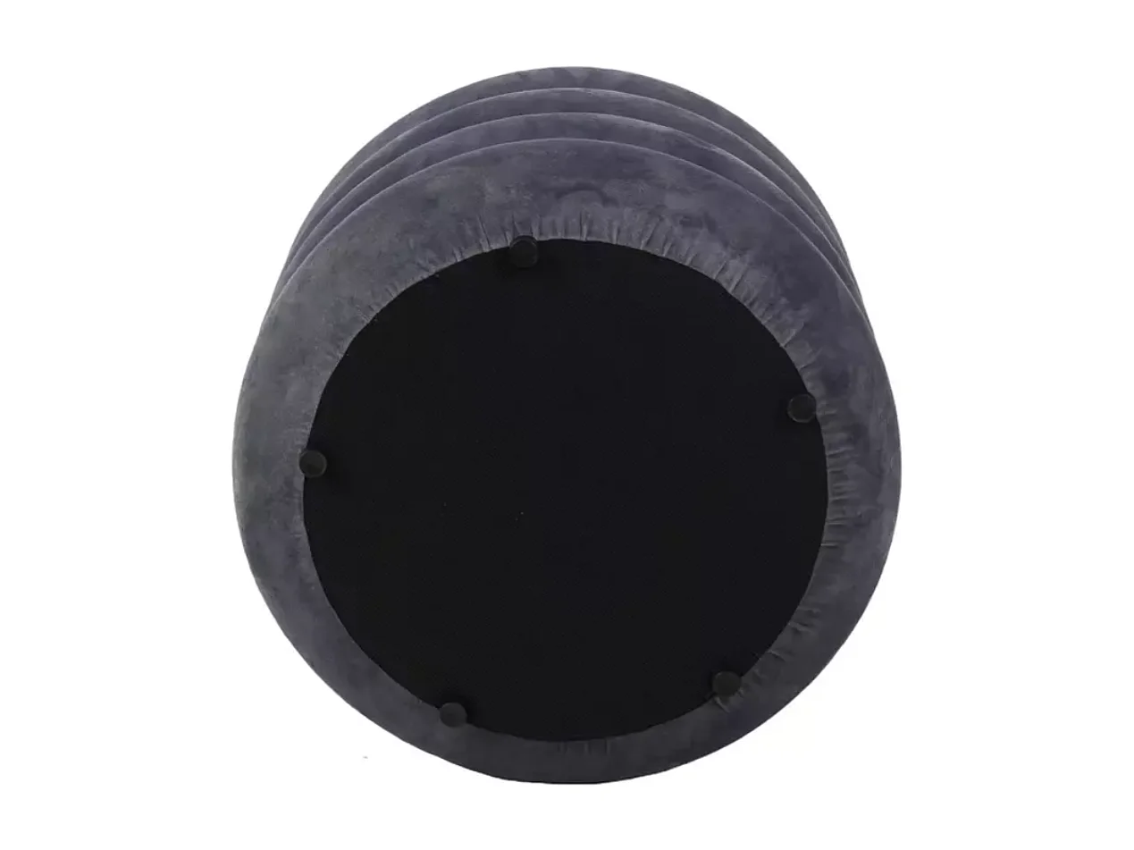Pouf rond en velours gris avec coffre de rangement discret et assise douce MESRUN