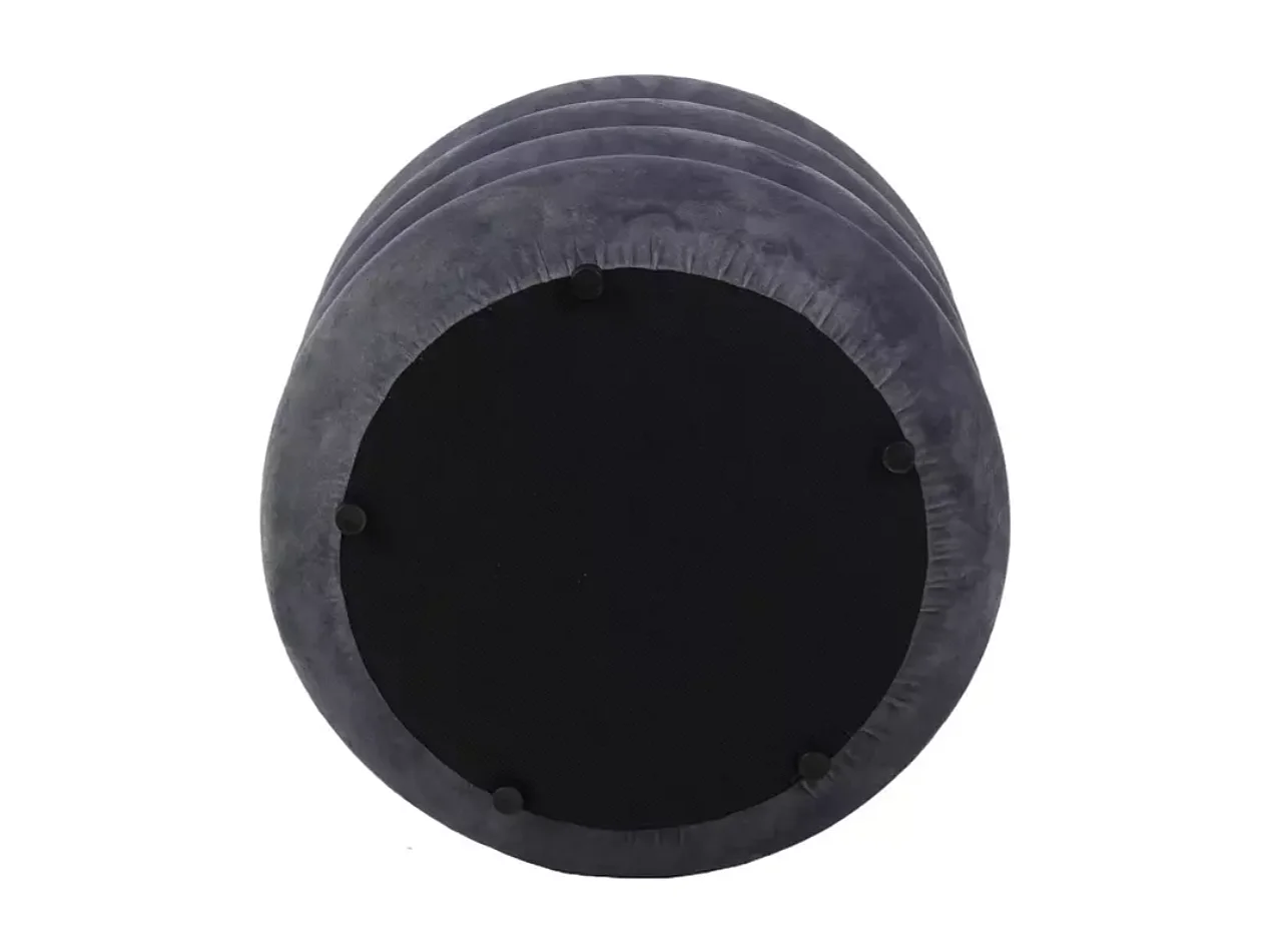 Pouf rond en velours gris avec coffre de rangement discret et assise douce MESRUN