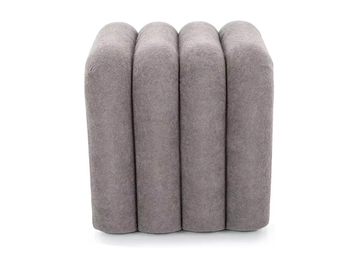 Pouf en tissu gris au design ondulé moderne avec assise confortable NENUP