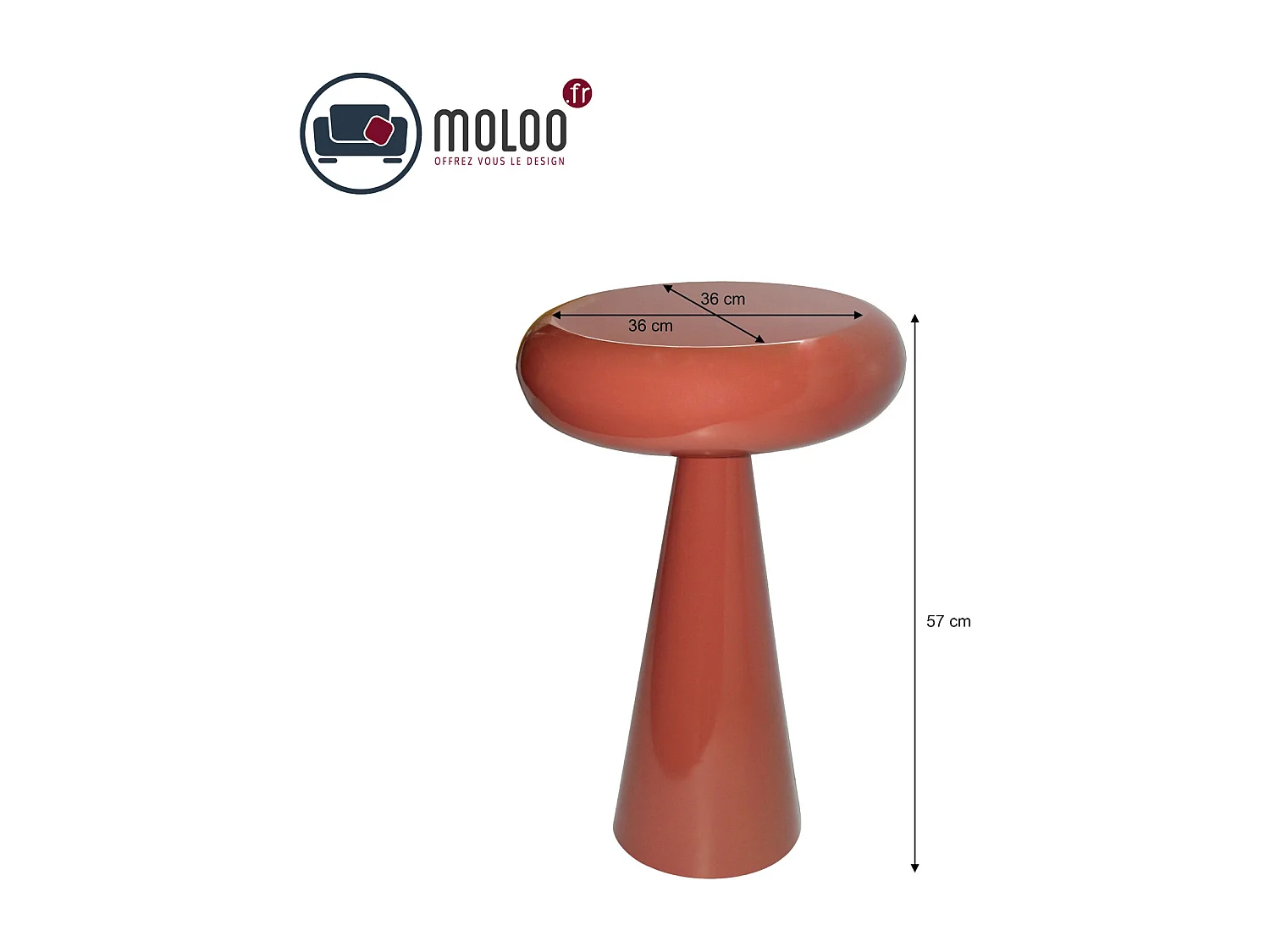 TILT-Mesa de centro auxiliar de acero lacado en rojo