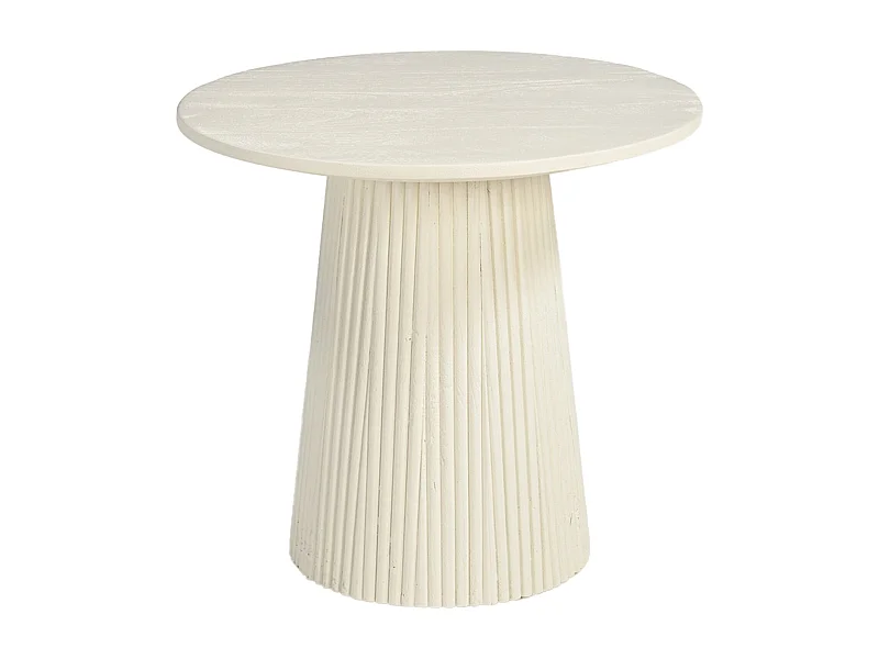DOLCE-Table basse ronde D50 cm en bois massif Ivoire