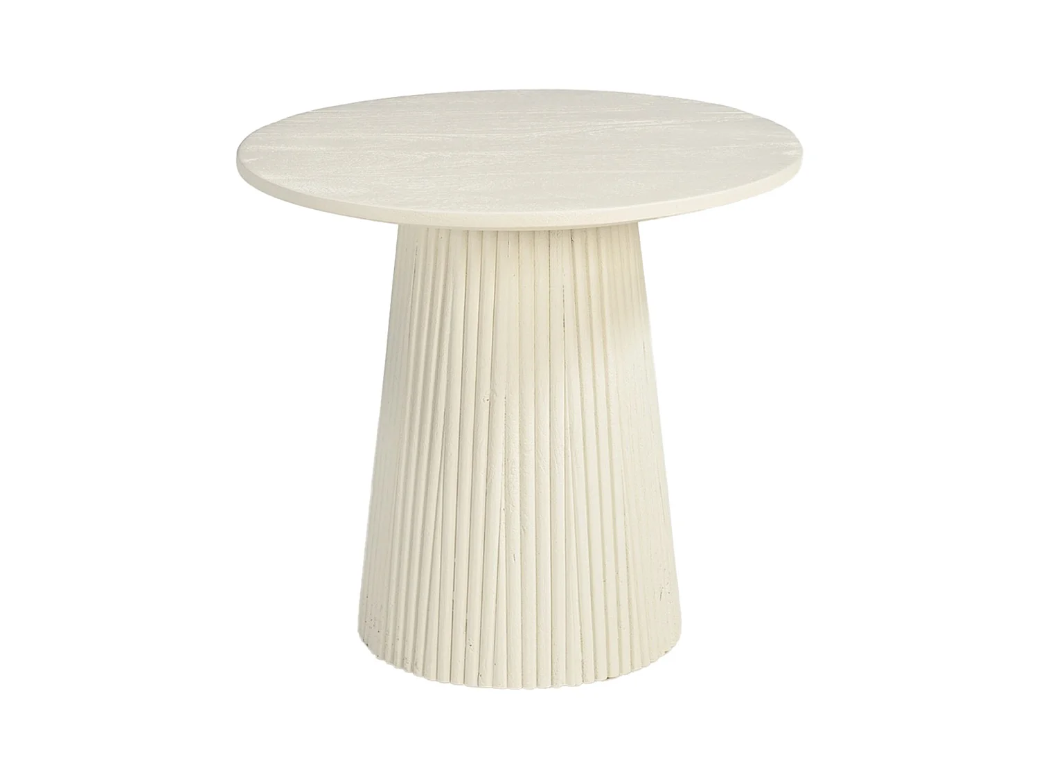 DOLCE-Table basse ronde D50 cm en bois massif Ivoire