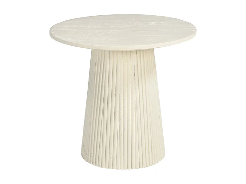 DOLCE-Mesa de centro redonda D50 cm de madera maciza marfil