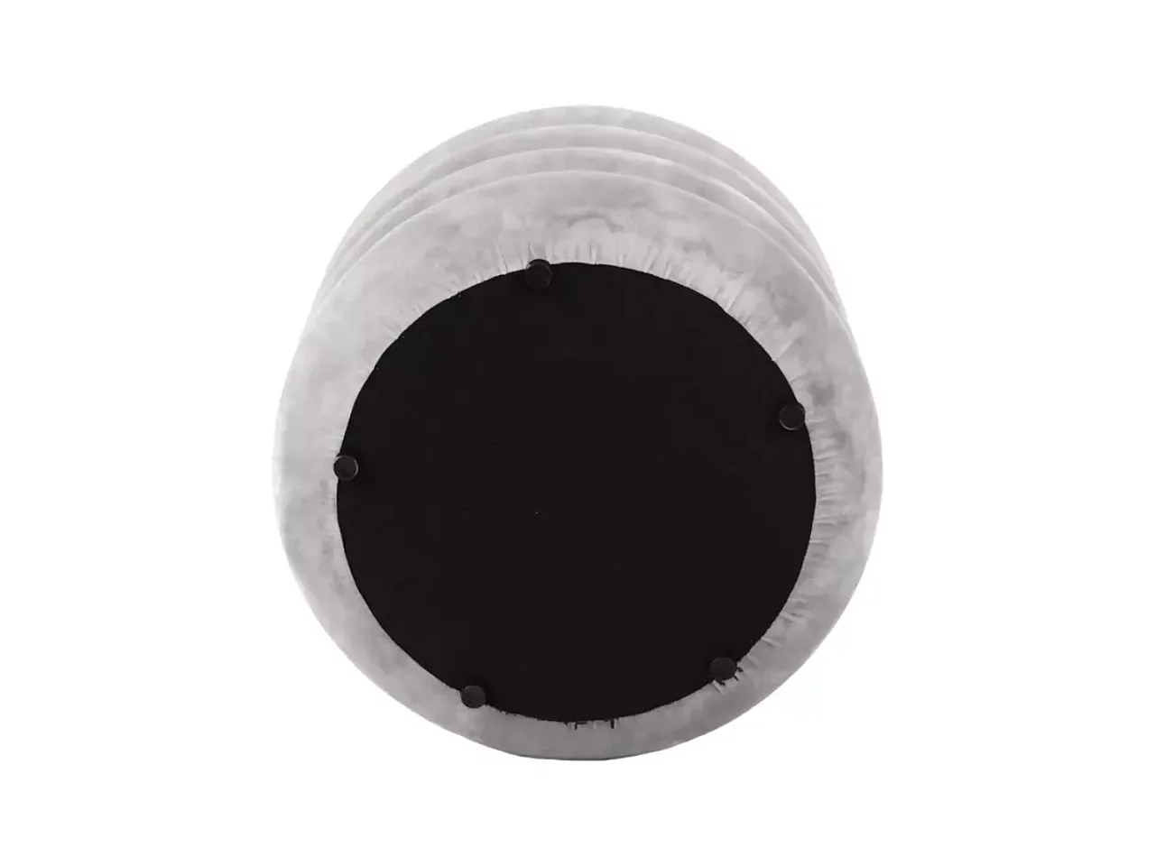 Pouf rond en velours beige avec rangement intégré et assise douce MESRUN