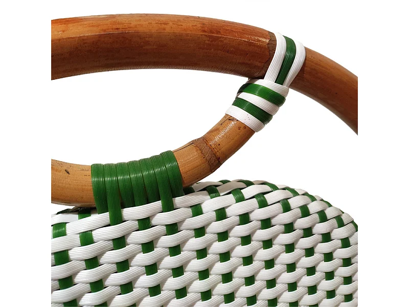 Lot 2 chaises bistrot en rotin naturel cannage vert et blanc - PIGALLE