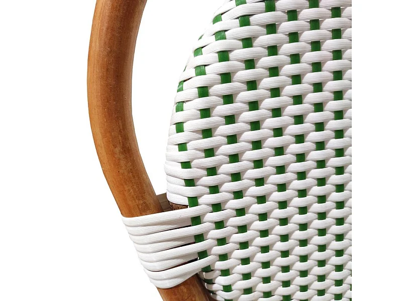 Lot de 2 chaises bistrot empilables en rotin tressage vert et blanc – PIGALLE