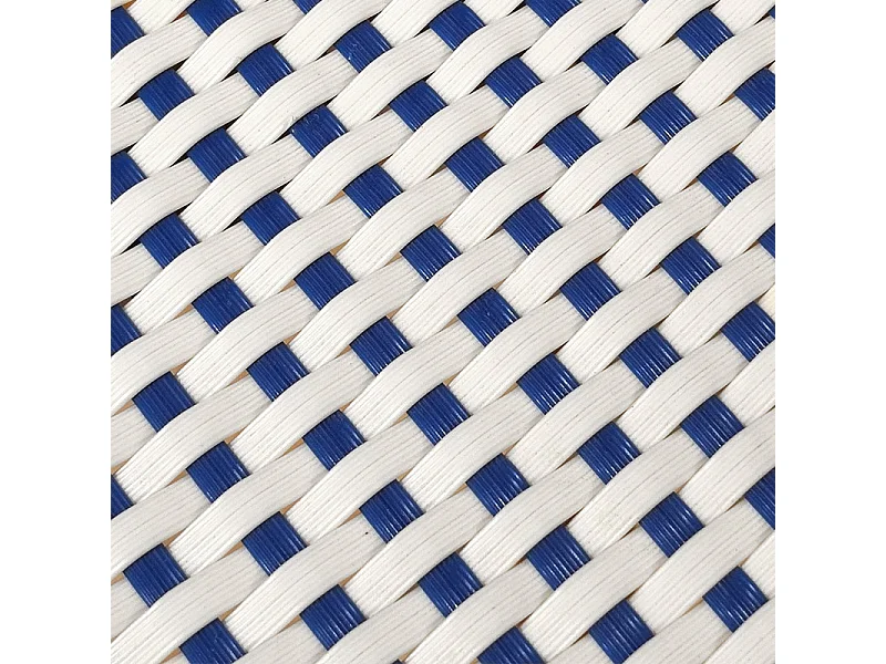 Lot 2 chaises bistrot en rotin naturel cannage bleu et blanc - PIGALLE