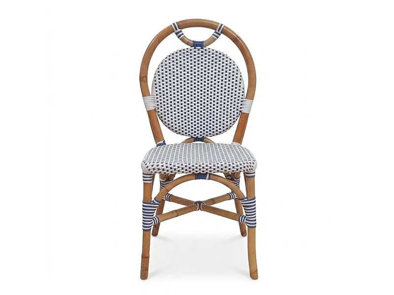 Lot de 2 chaises bistrot empilables en rotin tressage bleu et blanc – PIGALLE