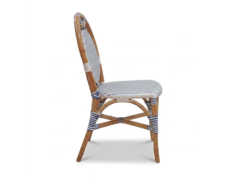 Lot de 2 chaises bistrot empilables en rotin tressage bleu et blanc – PIGALLE