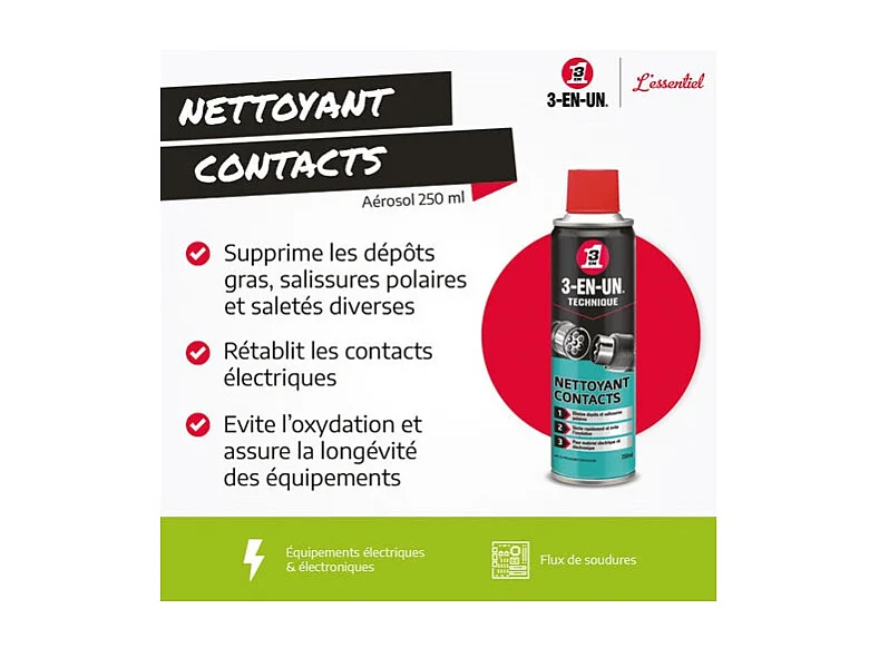 Nettoyant Contacts 3en1 Aerosol 250ml 3-en-un