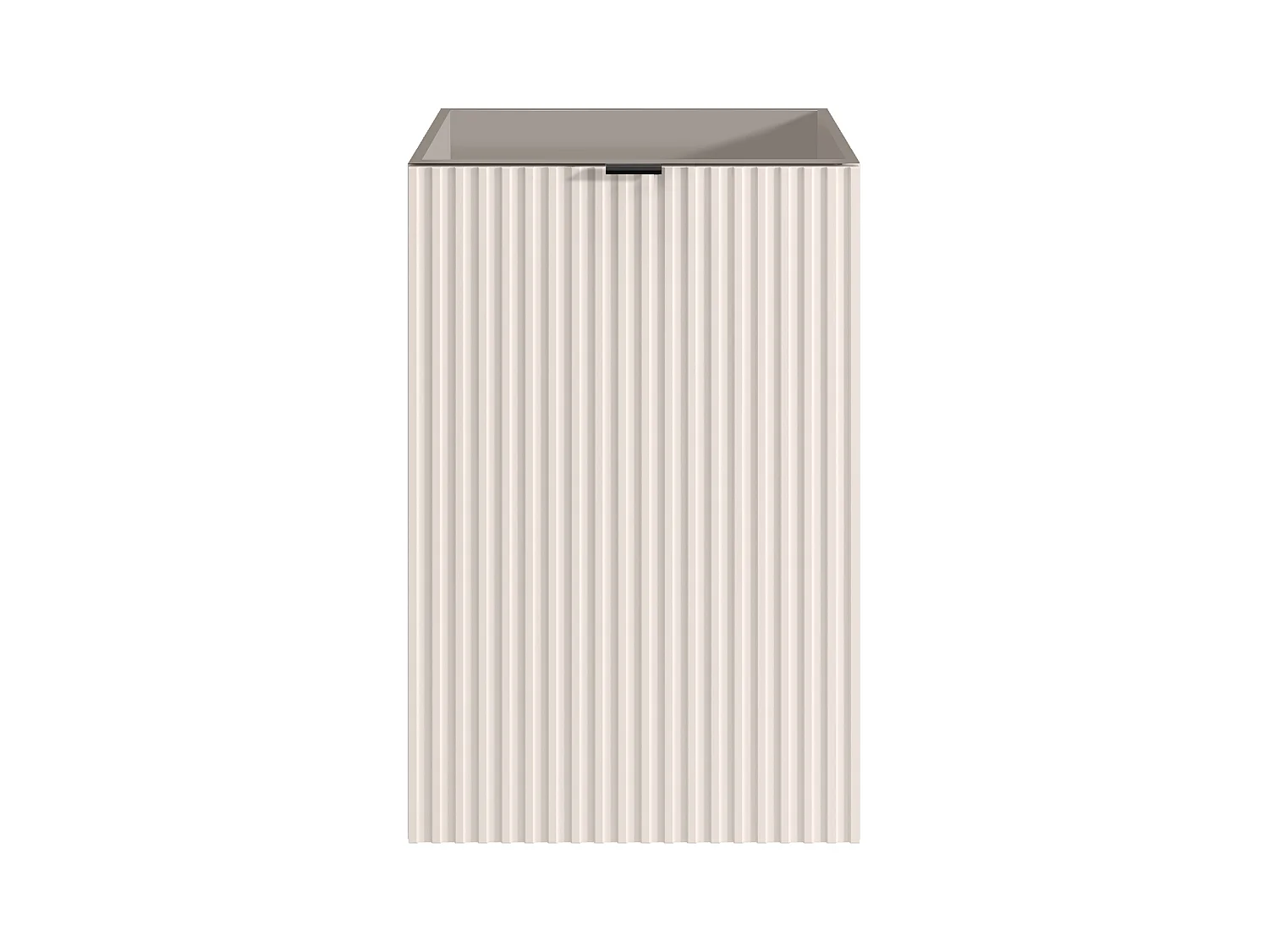 Meuble pour lave main strié porte réversible beige - H60 x L40 x P22 - VAHIRA