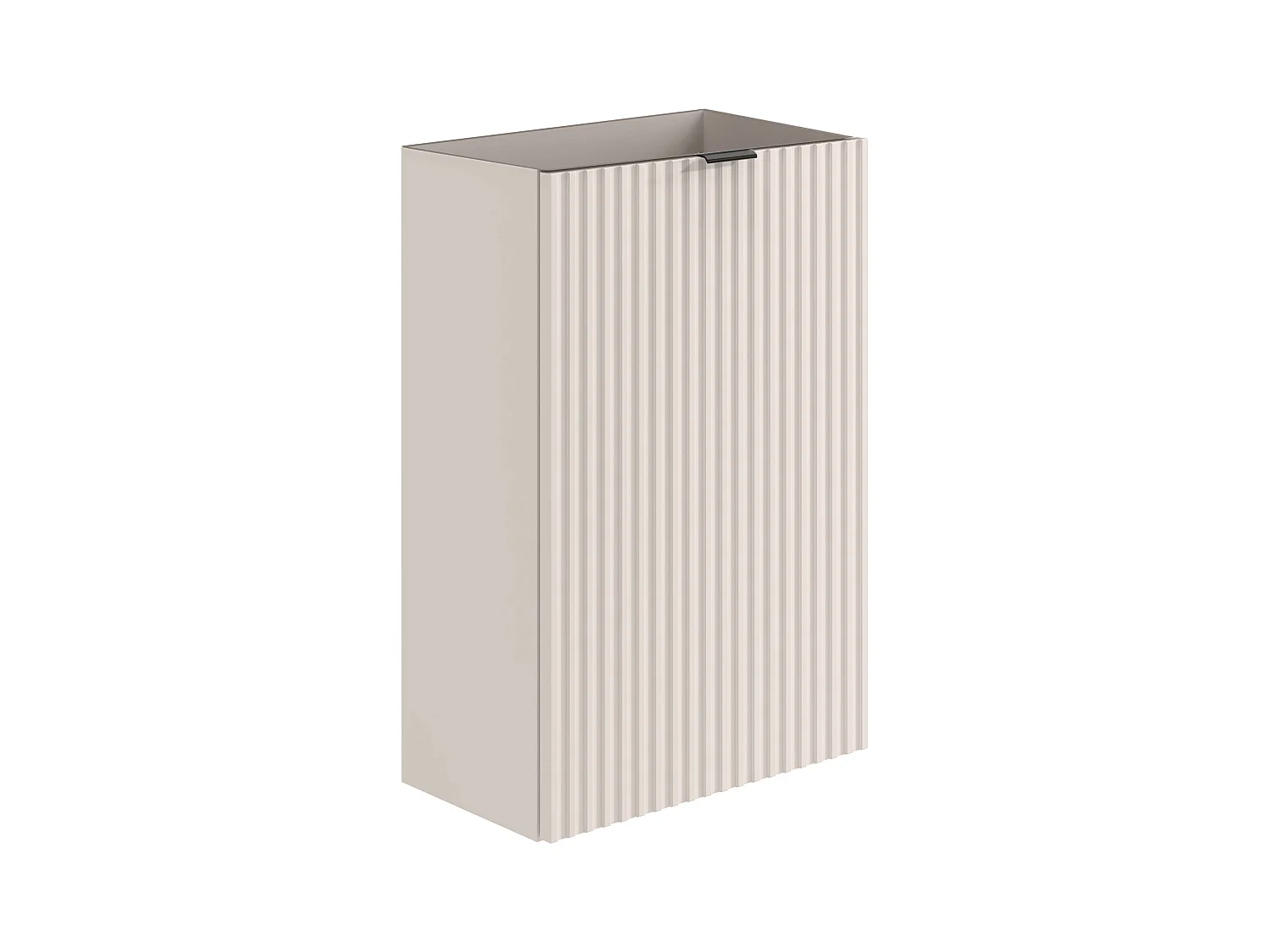 Meuble pour lave main strié porte réversible beige - H60 x L40 x P22 - VAHIRA