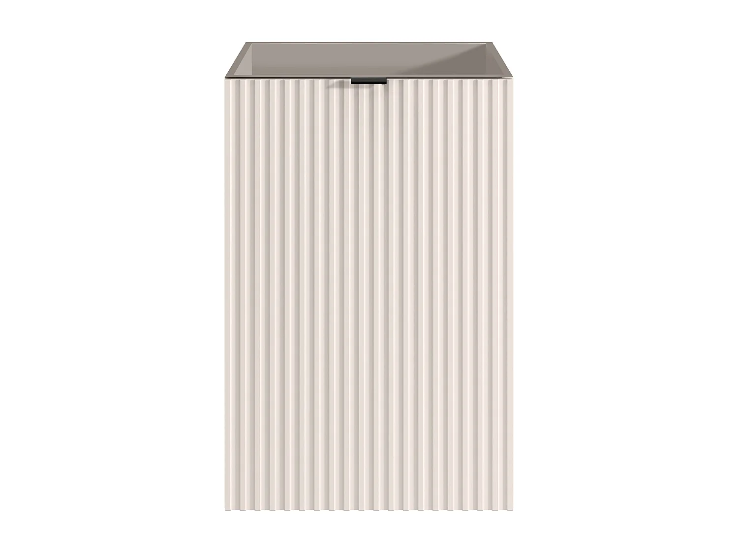 Meuble pour lave main strié porte réversible beige - H60 x L40 x P22 - VAHIRA