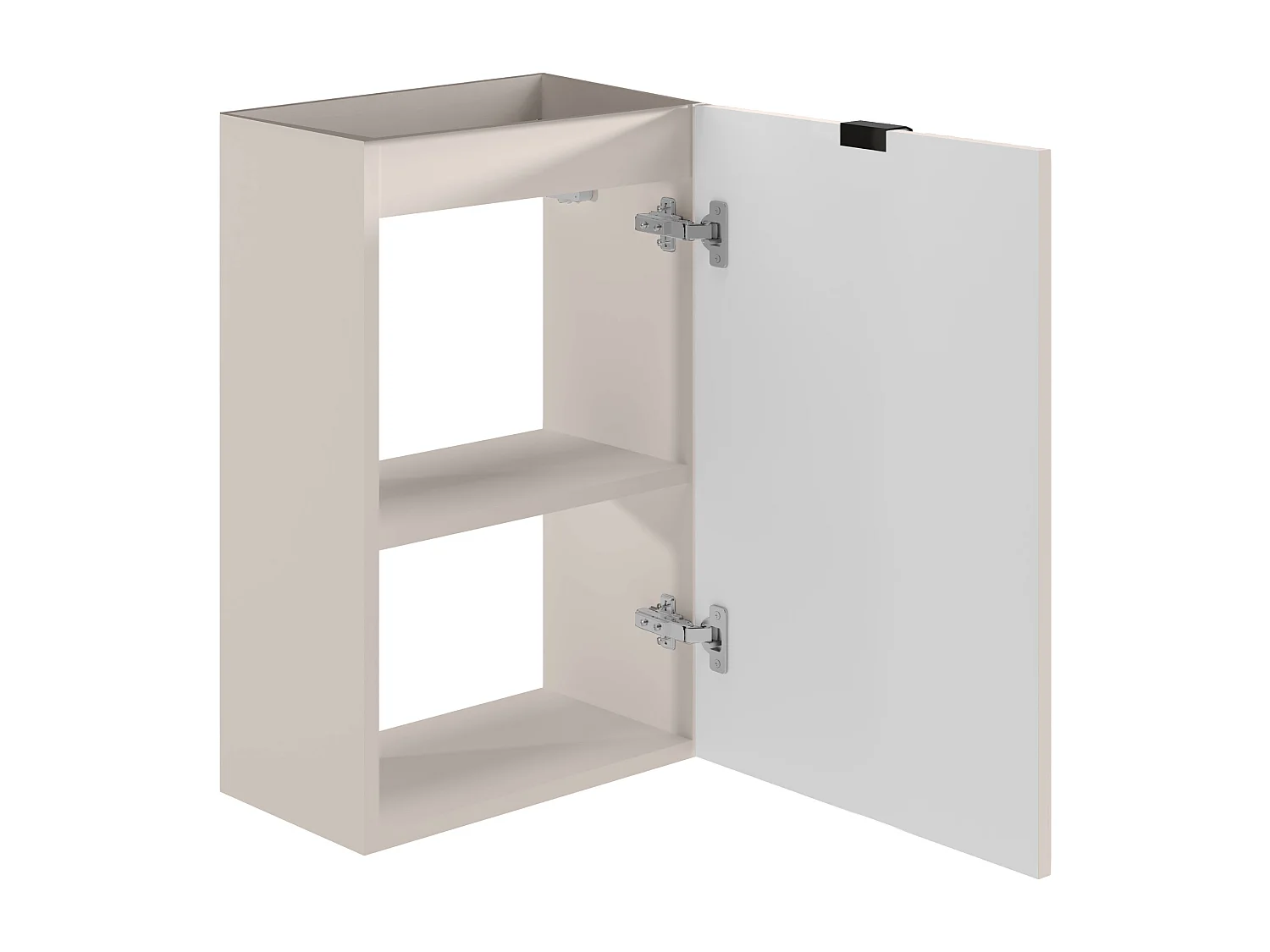 Meuble pour lave main strié porte réversible beige - H60 x L40 x P22 - VAHIRA