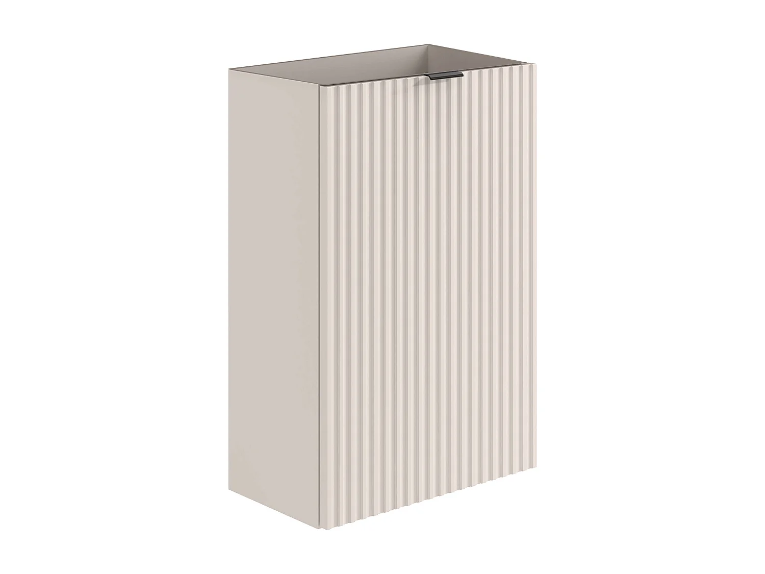 Meuble pour lave main strié porte réversible beige - H60 x L40 x P22 - VAHIRA