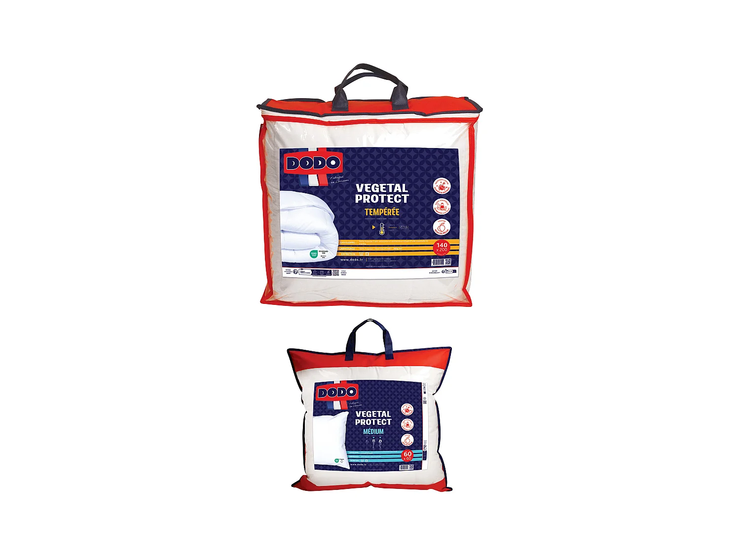 Pack DODO Couette 140 x 200 cm + 1 oreiller 60 x 60 cm - Protection anti acariens naturel -VEGETAL PROTECT