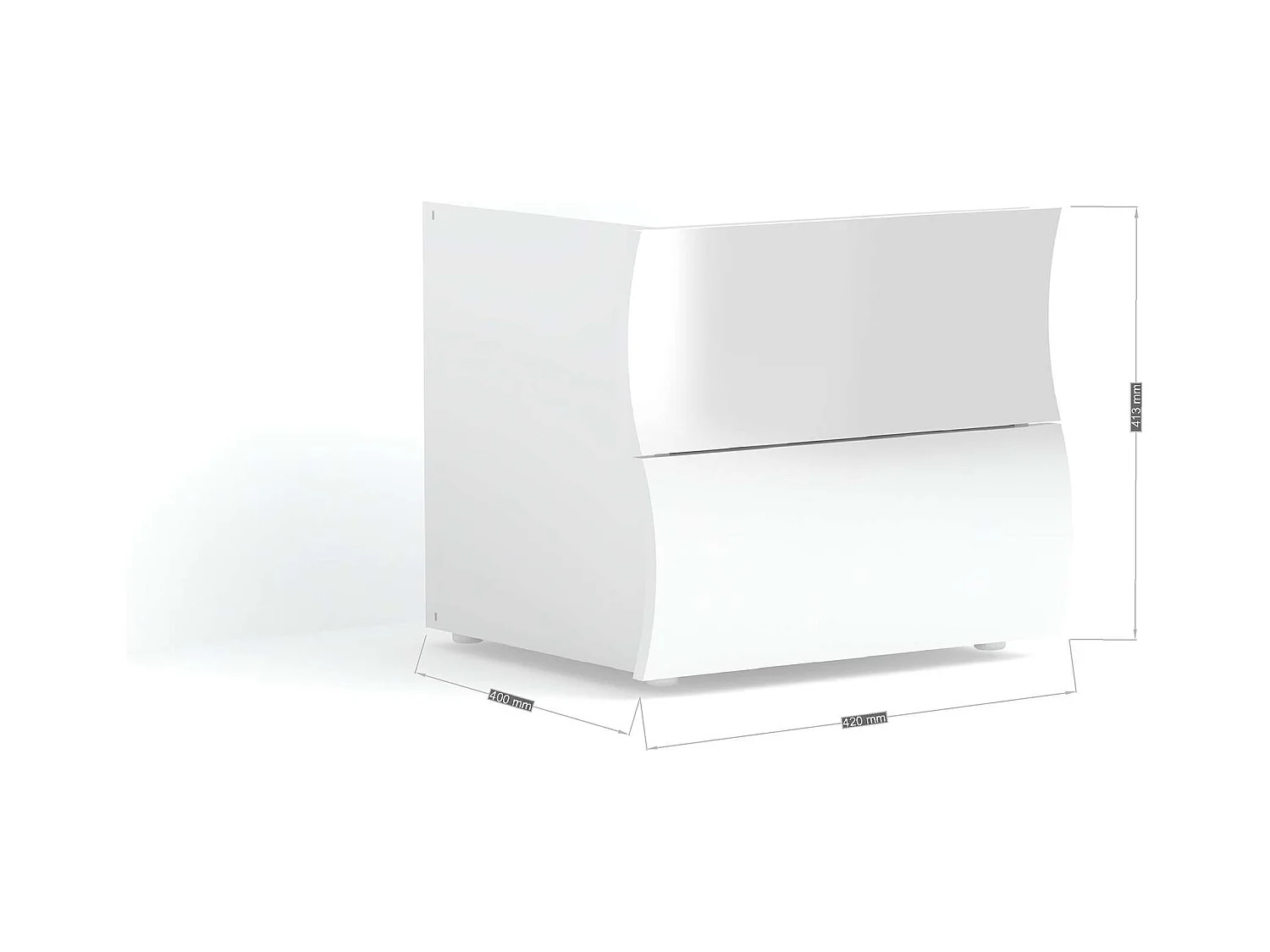 Comodino camera da letto 2 cassetti bianco lucido Onda Smart