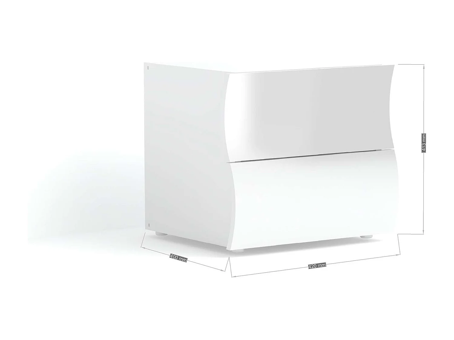 Comodino camera da letto 2 cassetti bianco lucido Onda Smart