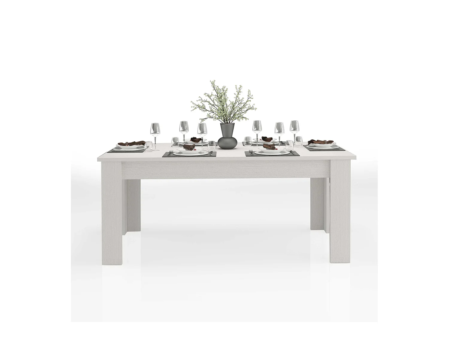 Table à manger extensible salon moderne en bois blanc Jesi Larch
