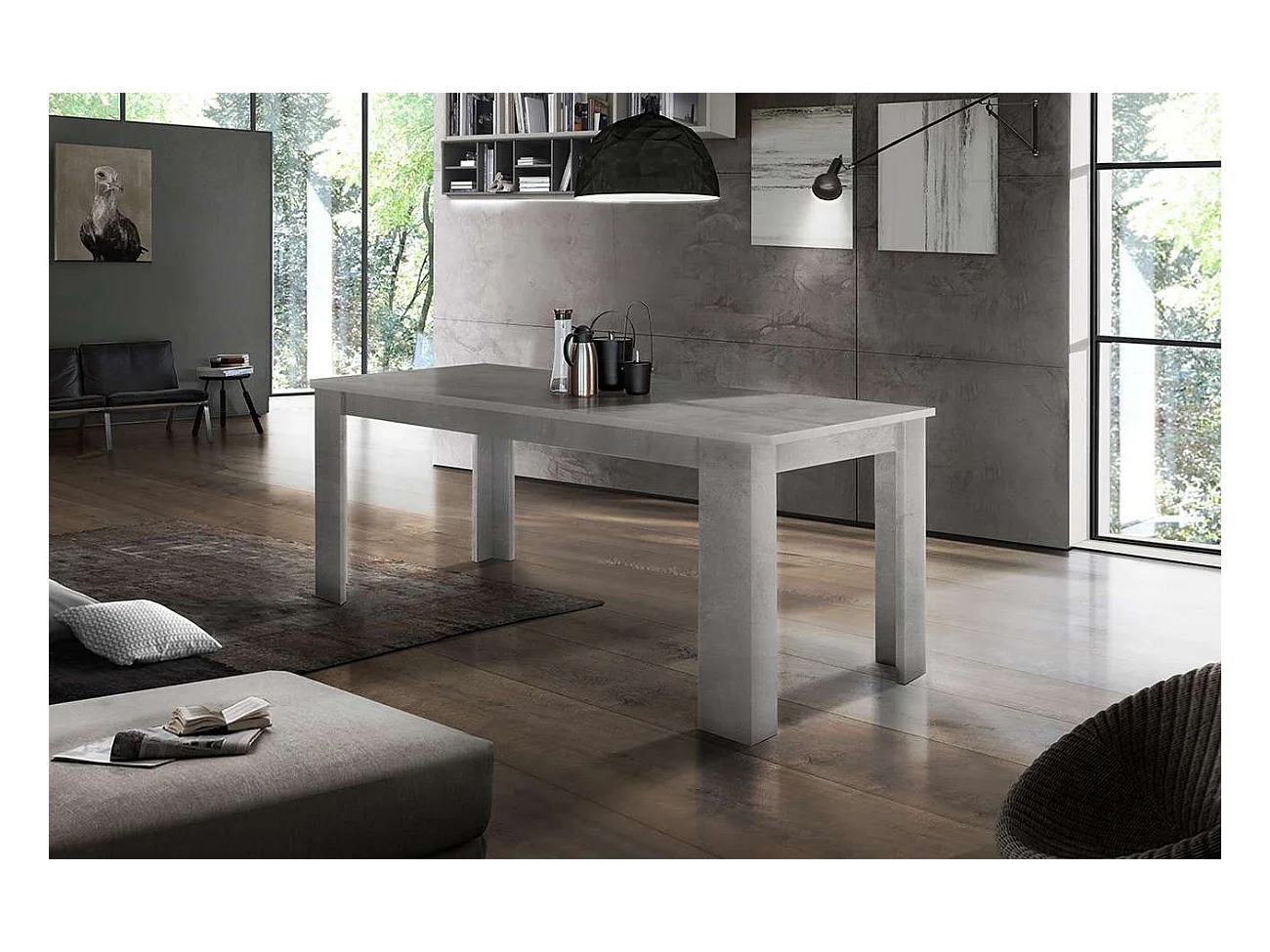 Tavolo da pranzo moderno legno bianco allungabile 90x160-210 Jesi Larch