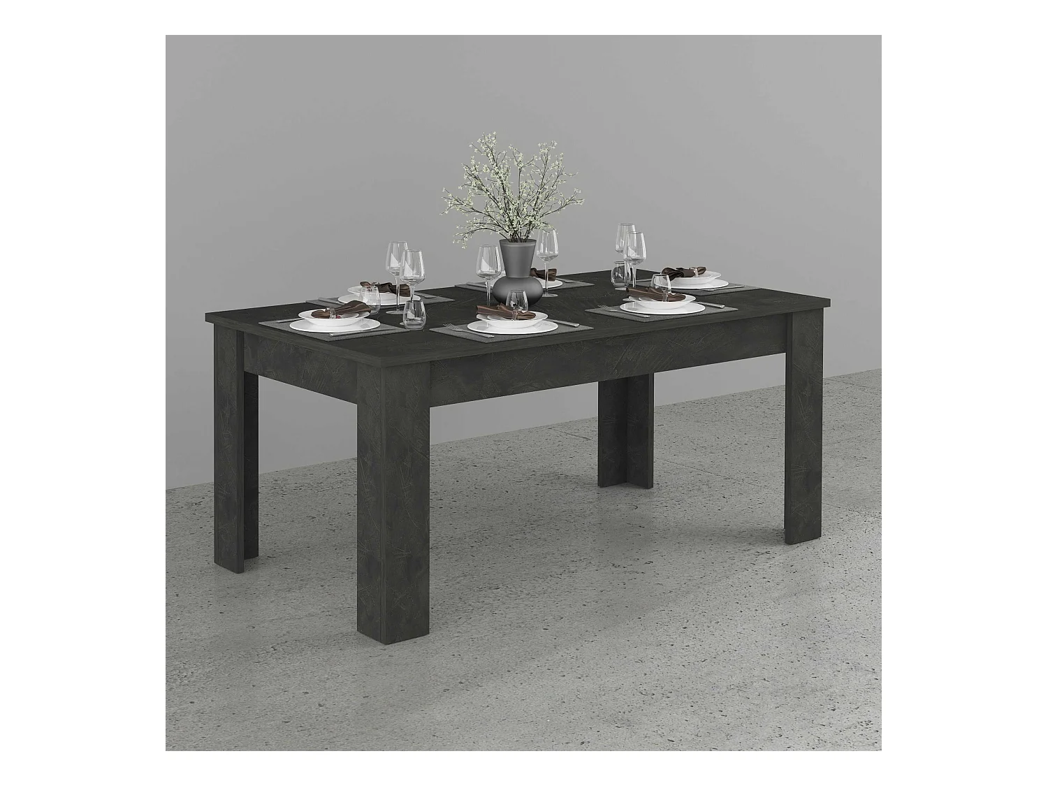 Table à manger extensible 4-8 personnes Ardoise Salon Jesi Mile